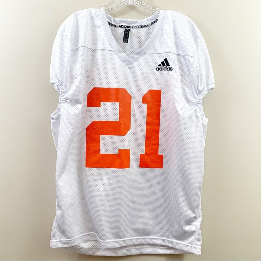 Adidas Football White/Orange Mesh Jersey Top